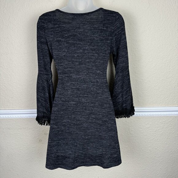 Altar'd State Small Boho Dress Fringe Bell Sleeve Heather Gray Fairy Goth Grunge - Picture 4 of 8